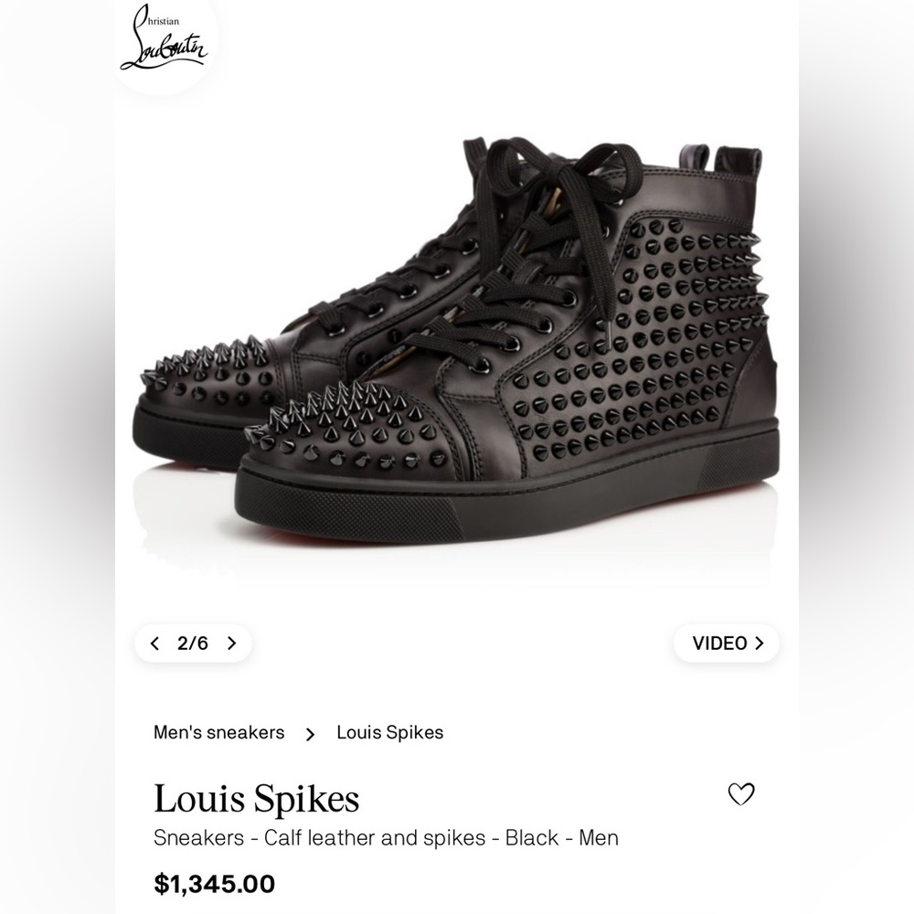 Gently Used Louis Spikes Sneakers  
Calf leather and spikes - Black - Men 43